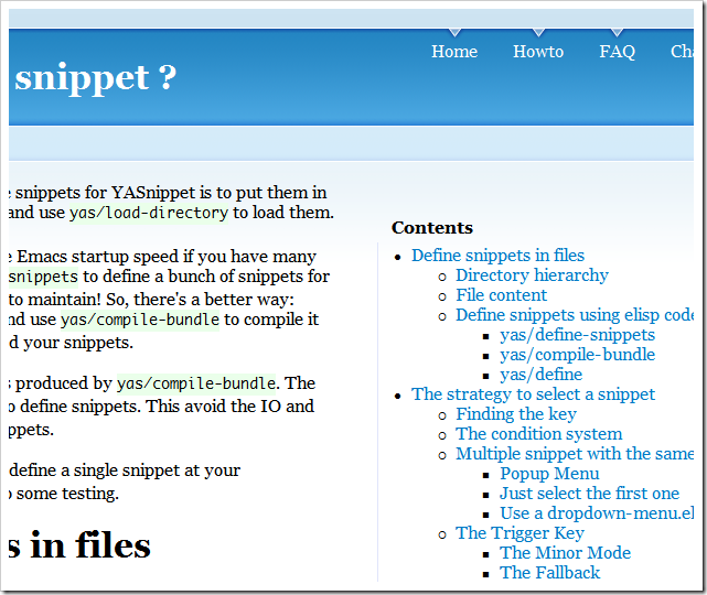 Document of YASnippet